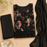 Women’s Floral Embroidered Semi-Stitched Salwar Suit Material with Dupatta