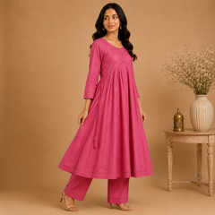 Embroidered Anarkali Alia Cut 2-Piece Ethnic Suit