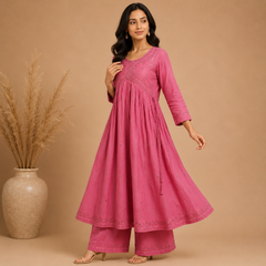 Embroidered Anarkali Alia Cut 2-Piece Ethnic Suit