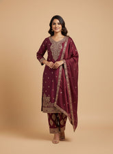 Embroidered Festive Suit Set with Dupatta
