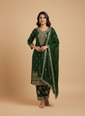 Embroidered Festive Suit Set with Dupatta