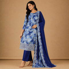 Premium Digital Floral Print Unstitched Salwar Suit Material with Matching Dupatta