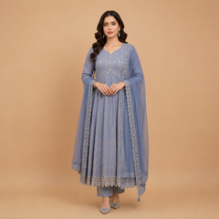 Embroidered Anarkali & Trouser Set
