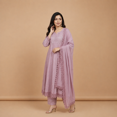Embroidered Anarkali & Trouser Set
