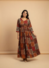 Patchwork Print Georgette Maxi Dress