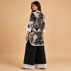 Women's Printed Lace Kurta Palazzo Co-ord Set