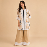 Women's Printed Lace Kurta Palazzo Co-ord Set