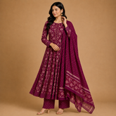 Women's Floral Printed Anarkali Kurta Set with Dupatta