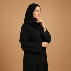 Khwabee Noir Flora Abaya With Shawl
