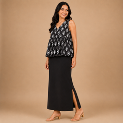 Casual Sleeveless V-Neck Printed Peplum Crop Top for Women