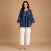 Women's Printed V-Neck Peplum Tunic Top