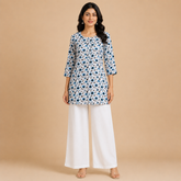Women's White Multi Printed Short Kurti