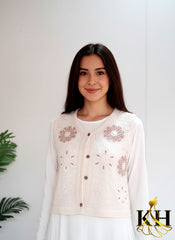 Cream Floral Embroidered Maxi Dress