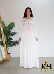 Cream Floral Embroidered Maxi Dress