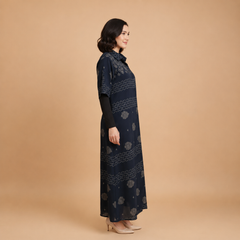Elegant Printed Button-Down Maxi Dress