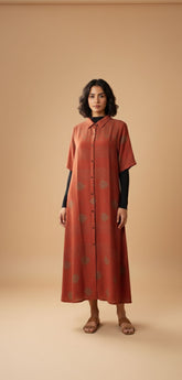 Elegant Printed Button-Down Maxi Dress