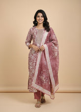 Hand-Block Inspired Printed Kurta Set with Chanderi Dupatta