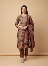 Women’s Floral Printed Kurta Set with Embroidered Yoke and Dupatta
