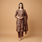 Women’s Floral Printed Kurta Set with Embroidered Yoke and Dupatta