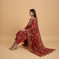 Women’s Floral Printed Kurta Set with Embroidered Yoke and Dupatta