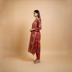 Women’s Floral Printed 3 Piece Kurta Set with Embroidered Yoke and Dupatta