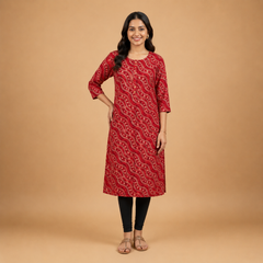 Women’s Abstract Wave Print Straight Kurti