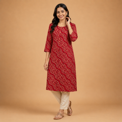 Women’s Abstract Wave Print Straight Kurti