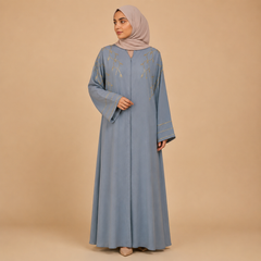 Premium Front Open Abaya with Gold Embroidery
