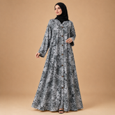 Marble Elegance Front-Button Abaya