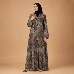 Marble Elegance Front-Button Abaya