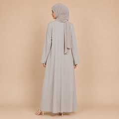 Modest Floral Embroidered Maxi Abaya with Black & Silver Beadwork