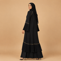 Safa Luxe Black Layered Designer Abaya