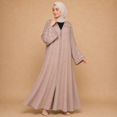 Premium Embroidered Front Open Modest Abaya for Women