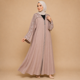 Premium Embroidered Front Open Modest Abaya for Women