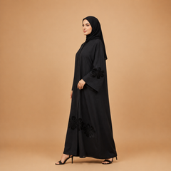 Elegant Front Bloom Designer Abaya