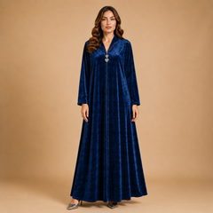 Women's Velvet Maxi Dress – Elegant Full-Length Modest Occasion Wear
