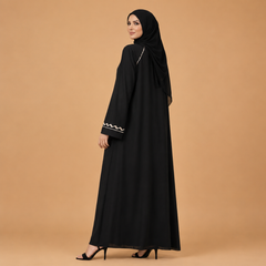 Wave Trim Classic Black Abaya
