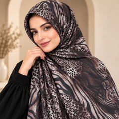 Mauve Zebra Leopard Print Hijab fabric detail