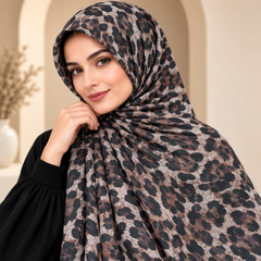 Mocha Safari Print Hijab fabric detail