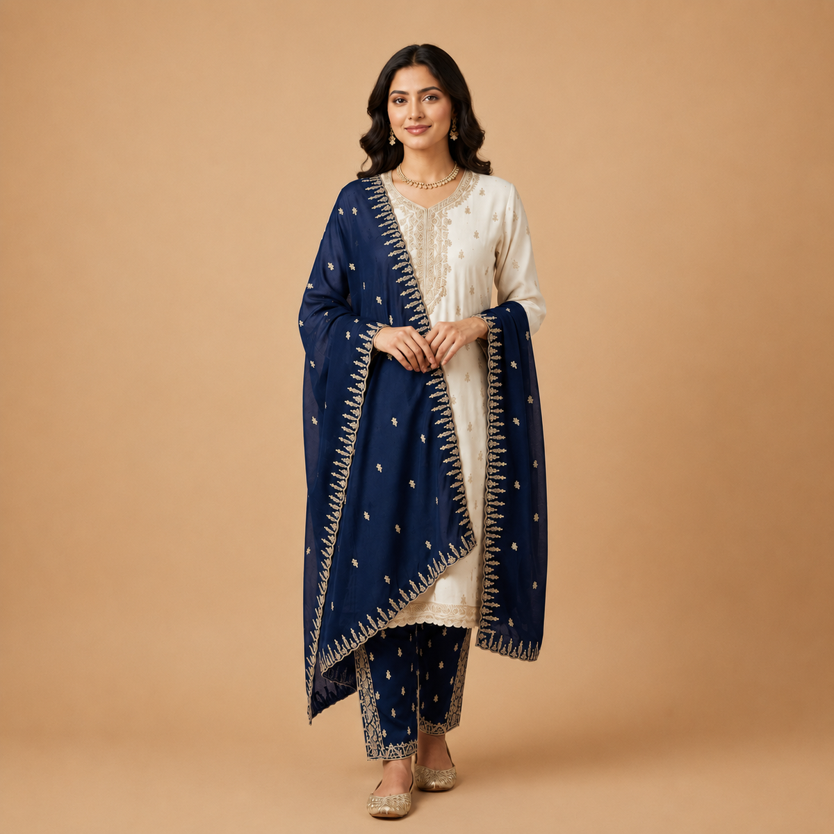 Timeless Ivory & Jewel-Toned Embroidered