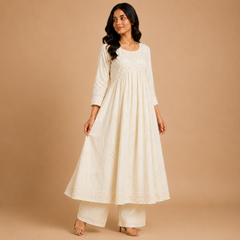 Embroidered Anarkali Alia Cut 2-Piece Ethnic Suit