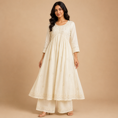 Embroidered Anarkali Alia Cut 2-Piece Ethnic Suit