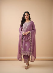 Graceful Lavender Embroidered 3-Piece Suite