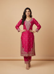 Embroidered Festive Suit Set with Dupatta