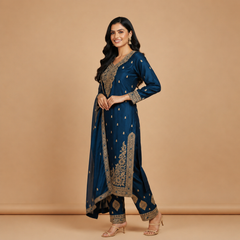 Embroidered Festive Suit Set with Dupatta
