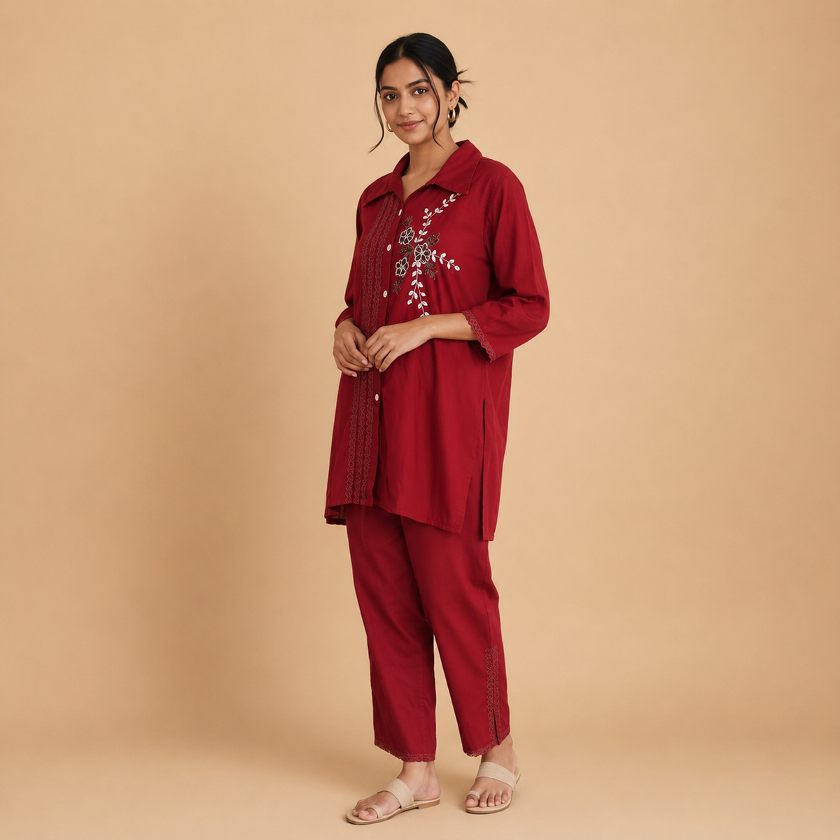Embroidered Kurti Pant Set for Women