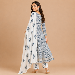 Floral Printed Kurta Pant Set with Dupatta(Three Piece Suit) – The Heritage Collection