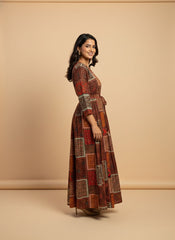 Patchwork Print Georgette Maxi Dress