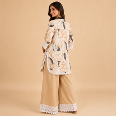 Women's Printed Lace Kurta Palazzo Co-ord Set