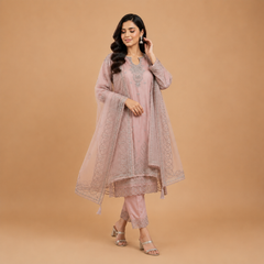 Embroidered Luxury Suit Set with Dupatta